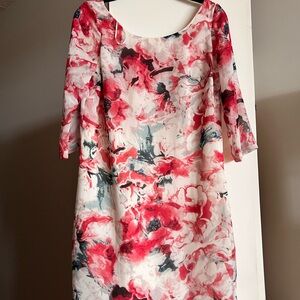Guess White Shift Dress with Pink and Red Floral Print